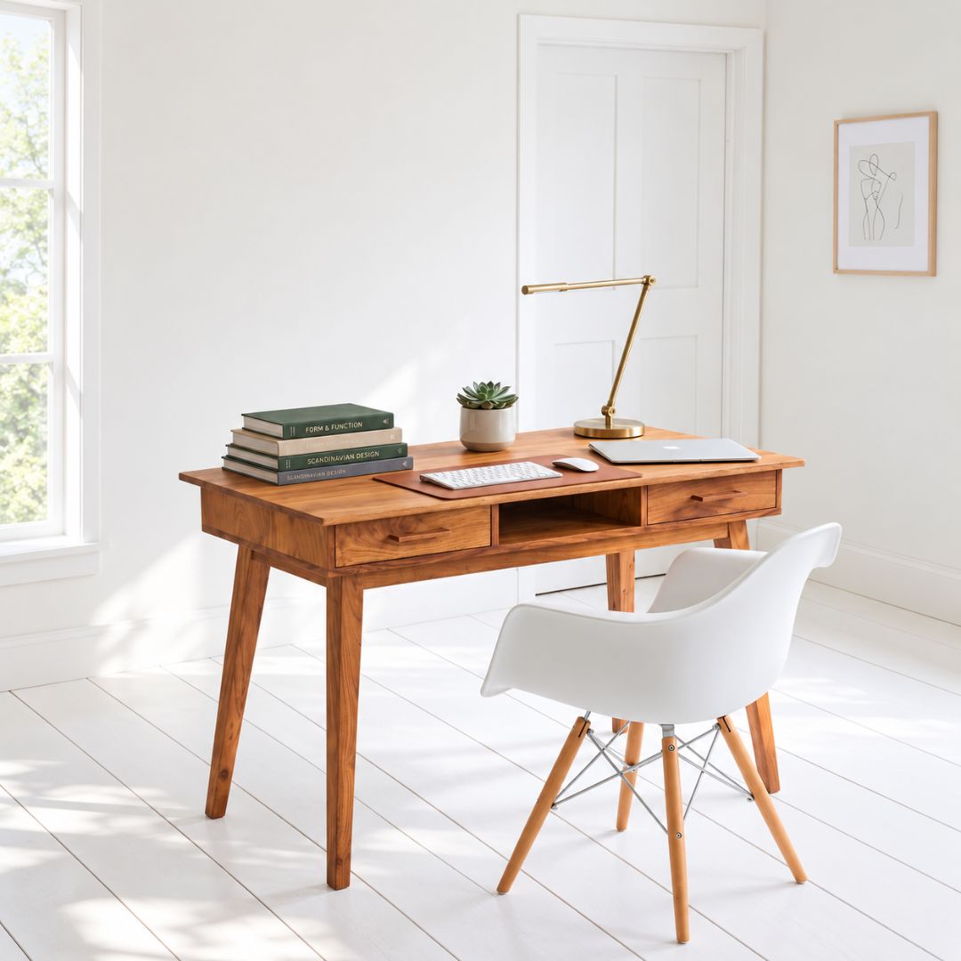 Kartikeya Solid Wood Study Table | Wooden Work Desk – MARWARI CRAFT