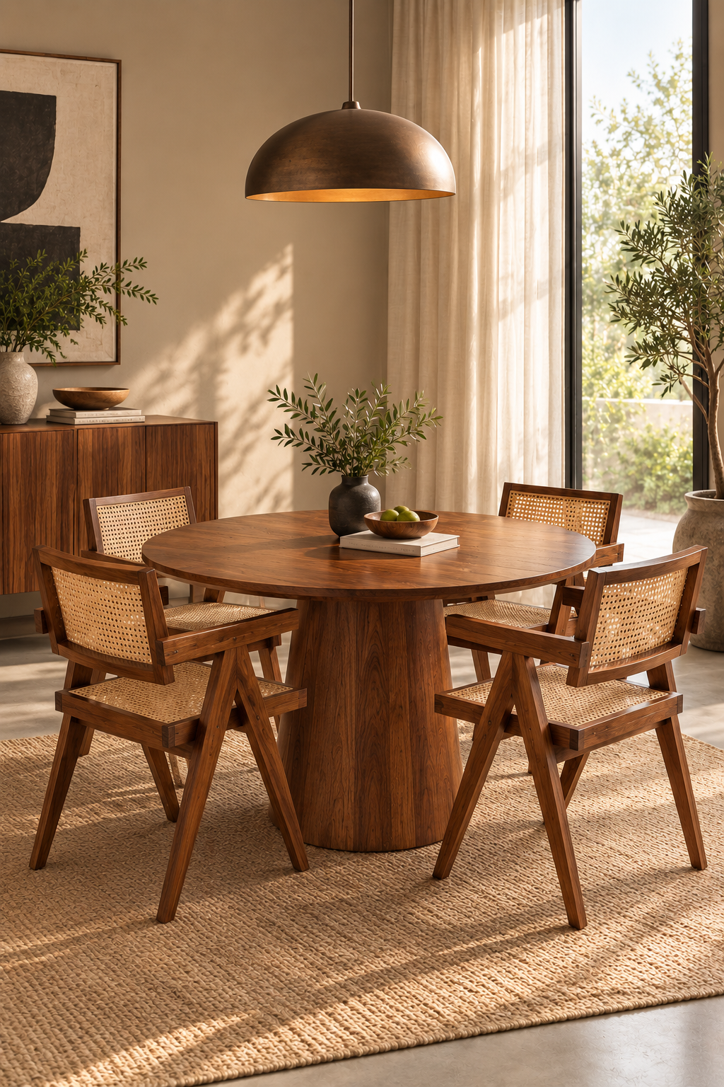 Athena Solid Wood Round Dining Table – MARWARI CRAFT